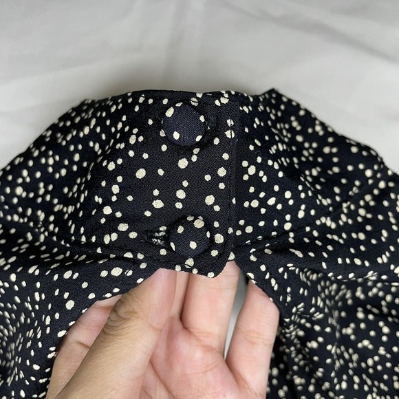 Flynn Skye Leah Mini Dress Size Small Black‎ w/ Crème Polka Dot Spotted Keyhole - Picture 8 of 12